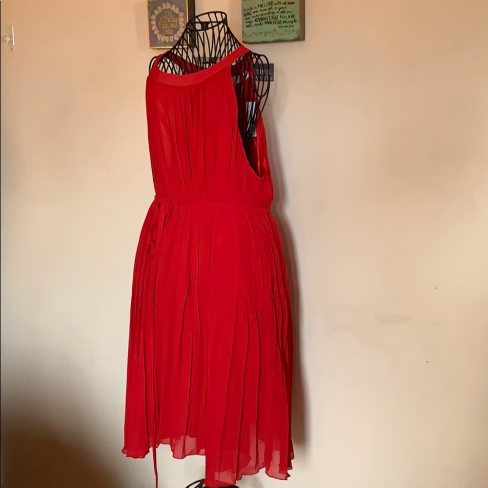 New w/tags red pleaded sleeveless dress